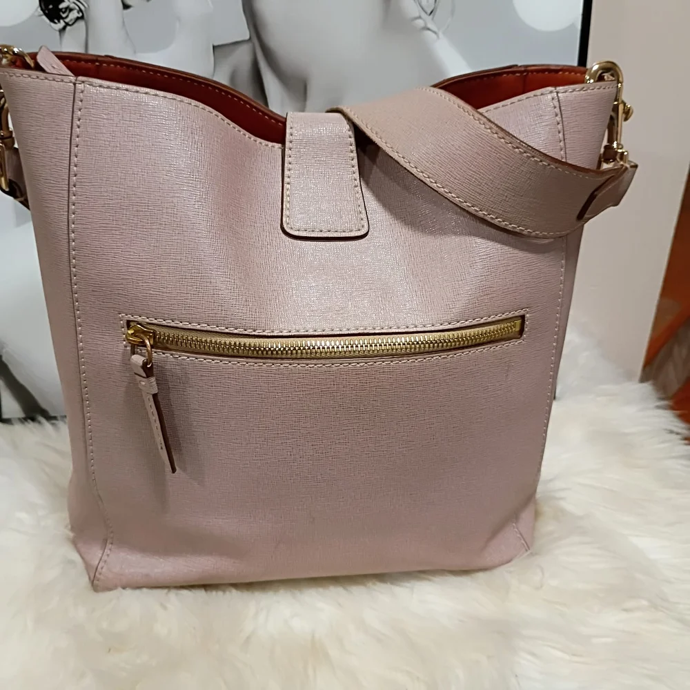 Dooney & Bourke Mauve Shoulder Bag with Gold Buckle